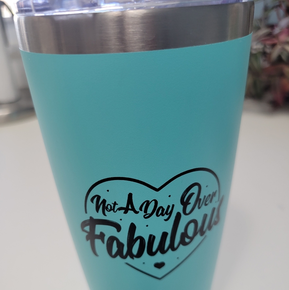 Teal Tumbler with Heart Design- New Never Used.
